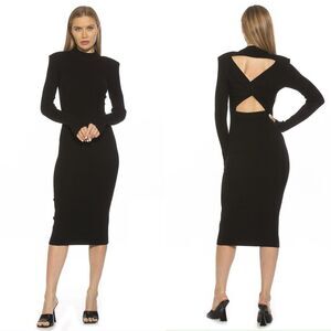 Alexia Admor Eliah Ribbed Knit Midi Sweater Dress in Black NWOT! size Medium